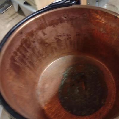 Large Copper Pot with Cast Metal Stand for Outdoor Cooking