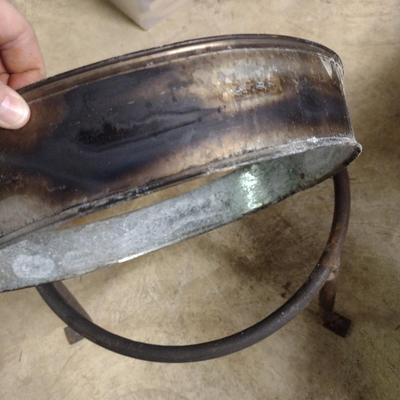 Large Copper Pot with Cast Metal Stand for Outdoor Cooking