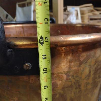 Large Copper Pot with Cast Metal Stand for Outdoor Cooking