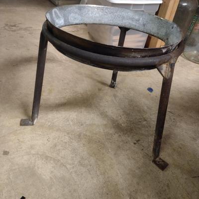 Large Copper Pot with Cast Metal Stand for Outdoor Cooking