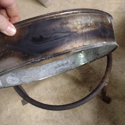 Large Copper Pot with Cast Metal Stand for Outdoor Cooking