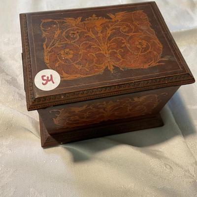 Vintage Wood & Inlay Cigarette Box