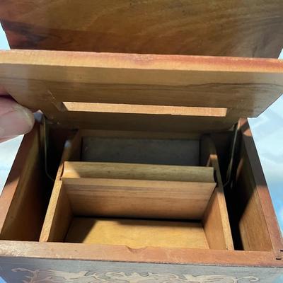 Vintage Wood & Inlay Cigarette Box