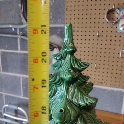Vintage Two Piece Ceramic Christmas Tree with Bulbs- Approx 21" Tall