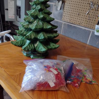 Vintage Two Piece Ceramic Christmas Tree with Bulbs- Approx 21" Tall