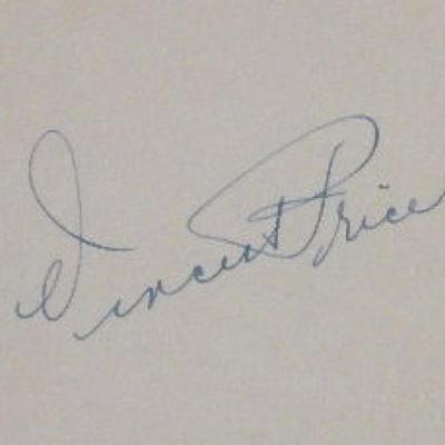Vincent Price signature slip
