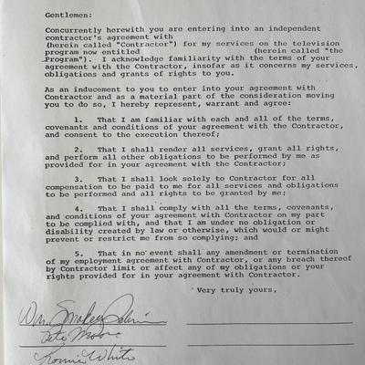 Smokey Robinson and The Miracles signed contract 