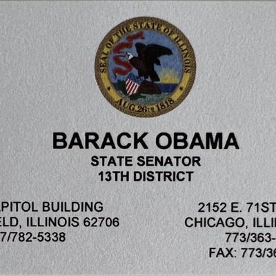 Barack Obama State Senator business card