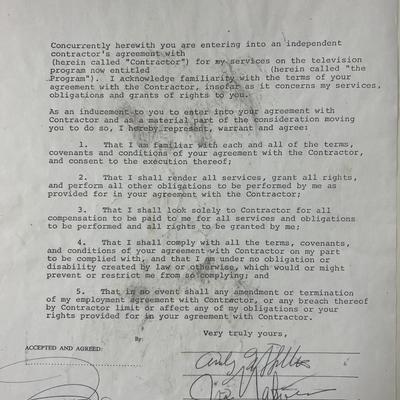 Andy Griffith Show cast signed contract