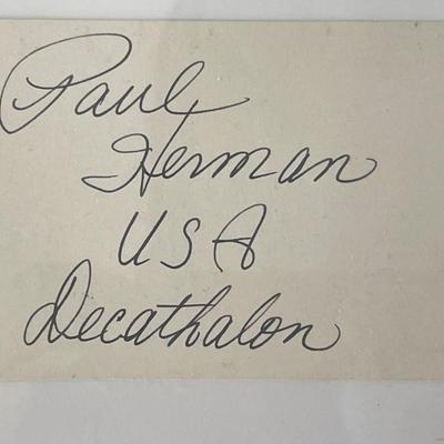 Olympic athlete Paul Herman autograph note