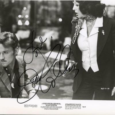 Joan Collins signed The Devil Within Her lobby card