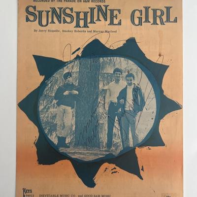 Sunshine Girl The Parade band signed sheet music