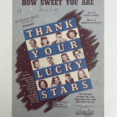 Bette Davis signed Thank Your Lucky Stars sheet music
