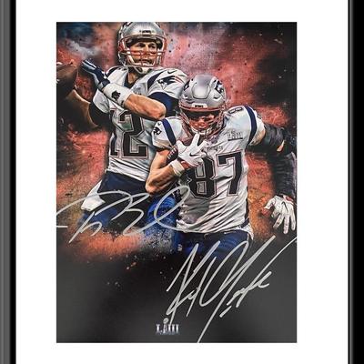 New England Patriots legends Tom Brady and Rob Gronkowski signed photo