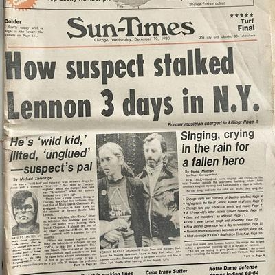 1980 Sun-Times John Lennon Murder Original Vintage Newspaper
