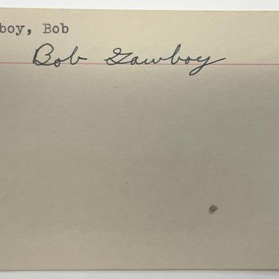 Swimming champion Bob Gawboy autograph note