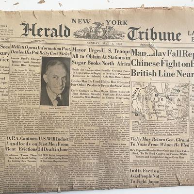 WWII 1942 New York Herald Tribune Original Vintage Newspaper