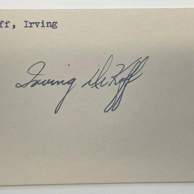 Fencing star Irving Dekoff autograph note