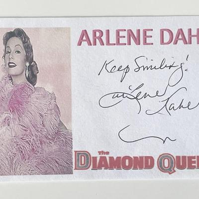 Actress Arlene Dahl autograph note