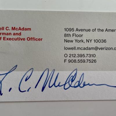 Verizon CEO Lowell C. McAdam signed business card