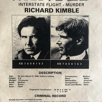 The Fugitive Richard Kimble wanted flyer movie prop