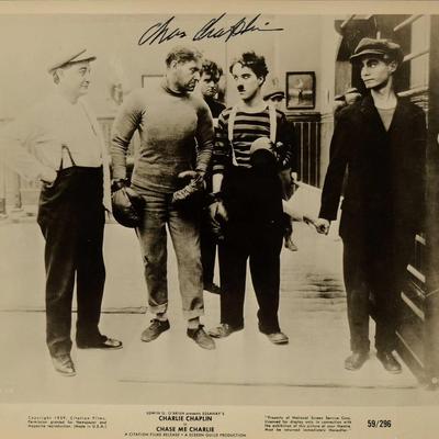 Charlie Chaplin signed movie still photo 