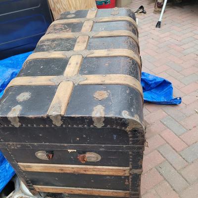 Antique wooden and metal chest