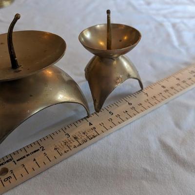 Set of 3 Triangle Brass Candle Holders