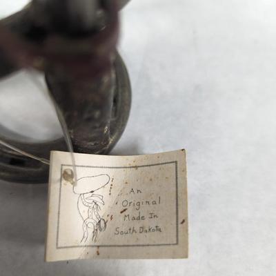 Folk Art Horseshoe Cowboy Fishing Artist R. Newman