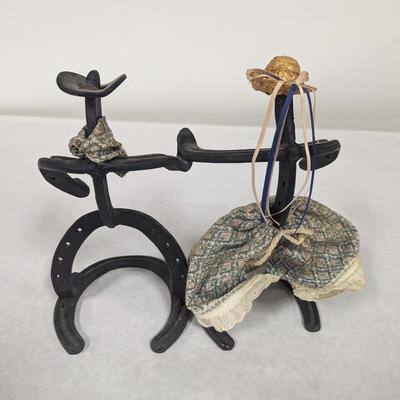 Folk Art Horseshoe Cowboy & Cowgirl