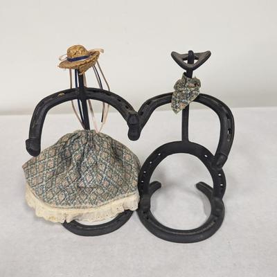 Folk Art Horseshoe Cowboy & Cowgirl
