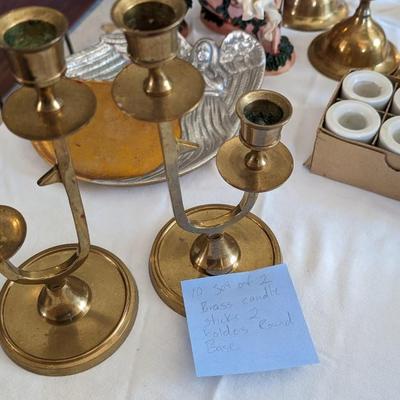 Vintage Set of two J-Shaped Brass Candle Sticks Holders