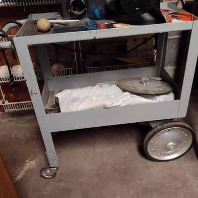 Double Shelf Metal Push Cart