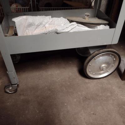 Double Shelf Metal Push Cart