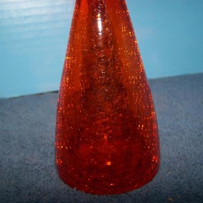 LOT 61 GORGEOUS VINTAGE MID CENTURY RUBY/AMBERINA CRACKLE ART GLASS