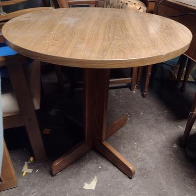Wood Finish Table- Approx 29 3/4" in Diameter, 29 1/4" Tall