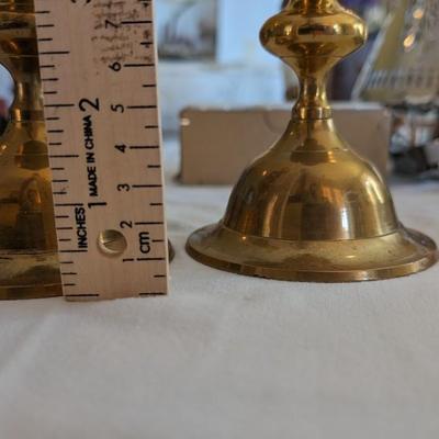 Vintage Set of 2 Brass Candle Stick Holders Bell-shaped Bases