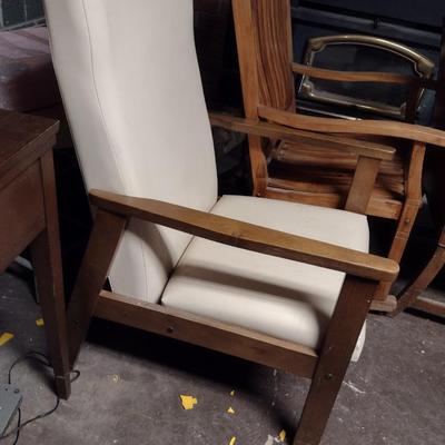 Wood Framed, Faux Leather Covered Chair