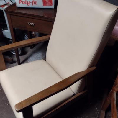 Wood Framed, Faux Leather Covered Chair