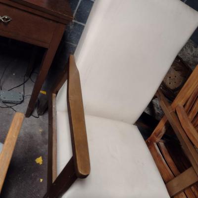 Wood Framed, Faux Leather Covered Chair