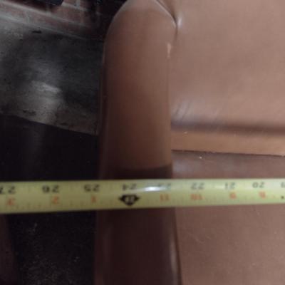 Wood Framed, Faux Leather Covered Chair with Brass Tack Accents