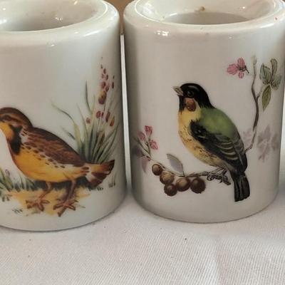 Set of 6 Bird Ceramic Candle Holders West Germany