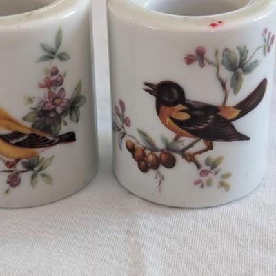 Set of 6 Bird Ceramic Candle Holders West Germany