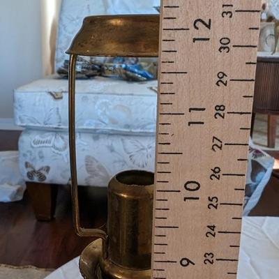 Vintage Set of 2 Brass and Shell Candle Sticks Holders with Metal Shades