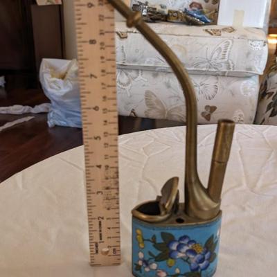 Antique Chinese Blue Cloisonne Enamel Opium Pipe As-is