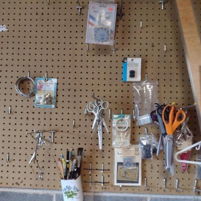 Contents of Peg Board- Tools, Crafting Accessories, etc