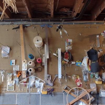 Contents of Peg Board- Tools, Crafting Accessories, etc