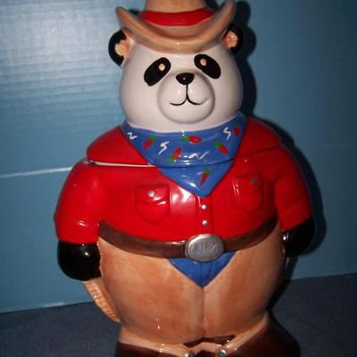 LOT 81 GREAT COLLECTABLE NEIMAN MARCUS BEAR COOKIE JAR -- COWBOY