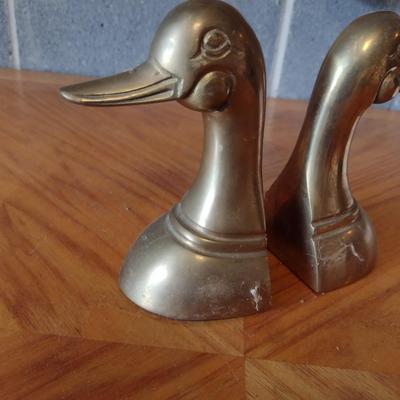 Pair of Brass Duck Bookends- Approx 6 3/4" Tall