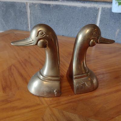 Pair of Brass Duck Bookends- Approx 6 3/4" Tall